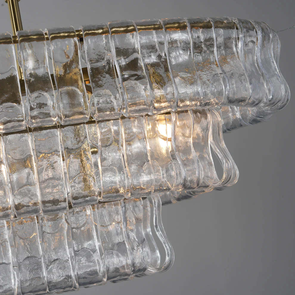 Amor 5-Tier Ghiaccio Glass Pendant Round Chandelier 48"