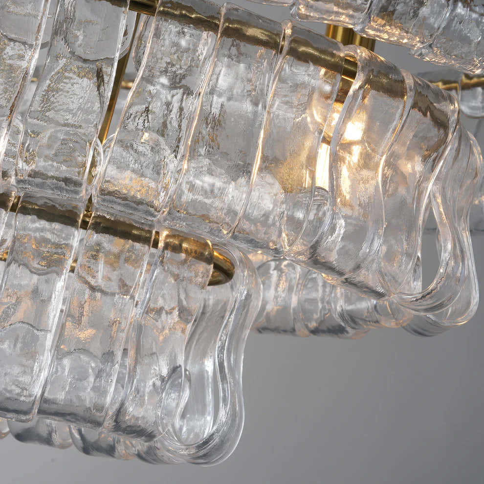 Amor 5-Tier Ghiaccio Glass Pendant Round Chandelier 48"