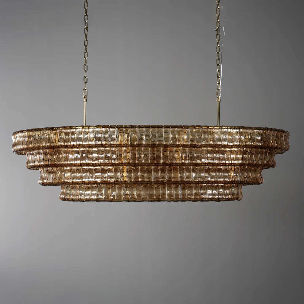 Amor Ghiaccio Glass Oval Chandelier 54"W/65"W