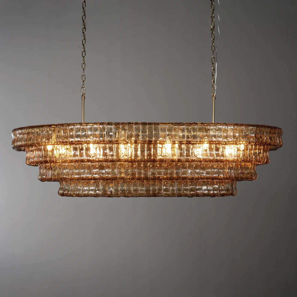 Amor Ghiaccio Glass Oval Chandelier 54"W/65"W