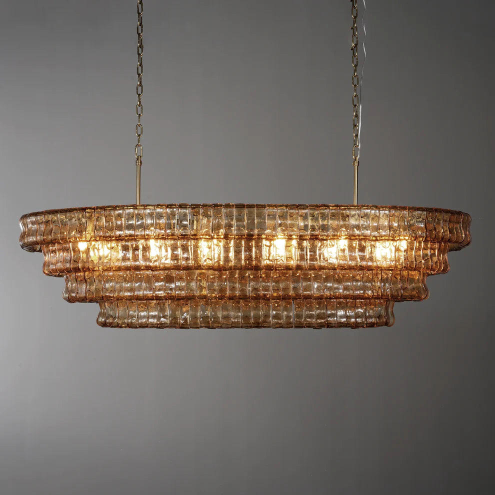 Amor Ghiaccio Glass Oval Chandelier 54"W/65"W