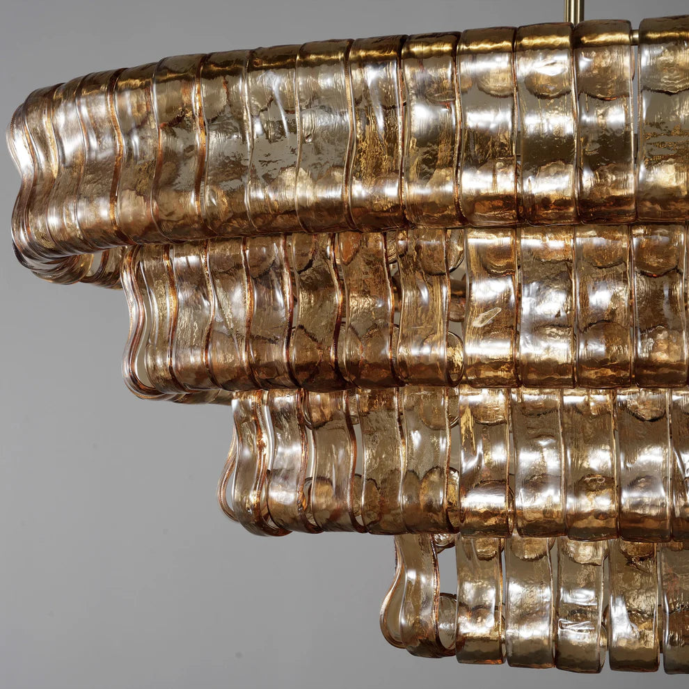 Amor Ghiaccio Glass Oval Chandelier 54"W/65"W