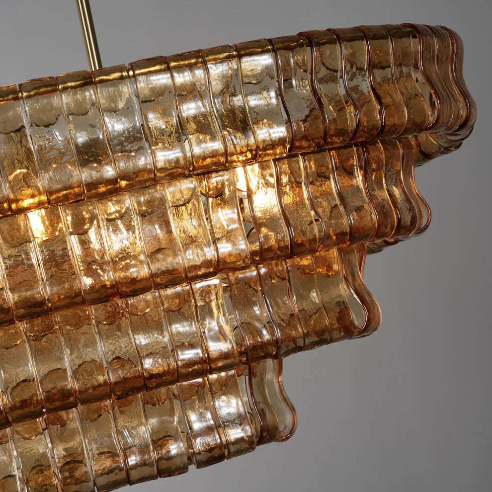 Amor 5-Tier Ghiaccio Glass Pendant Round Chandelier 48"