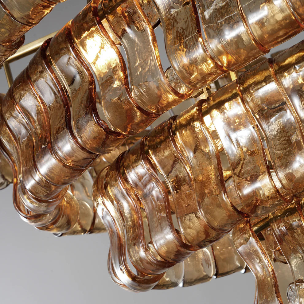 Amor Ghiaccio Glass Oval Chandelier 54"W/65"W