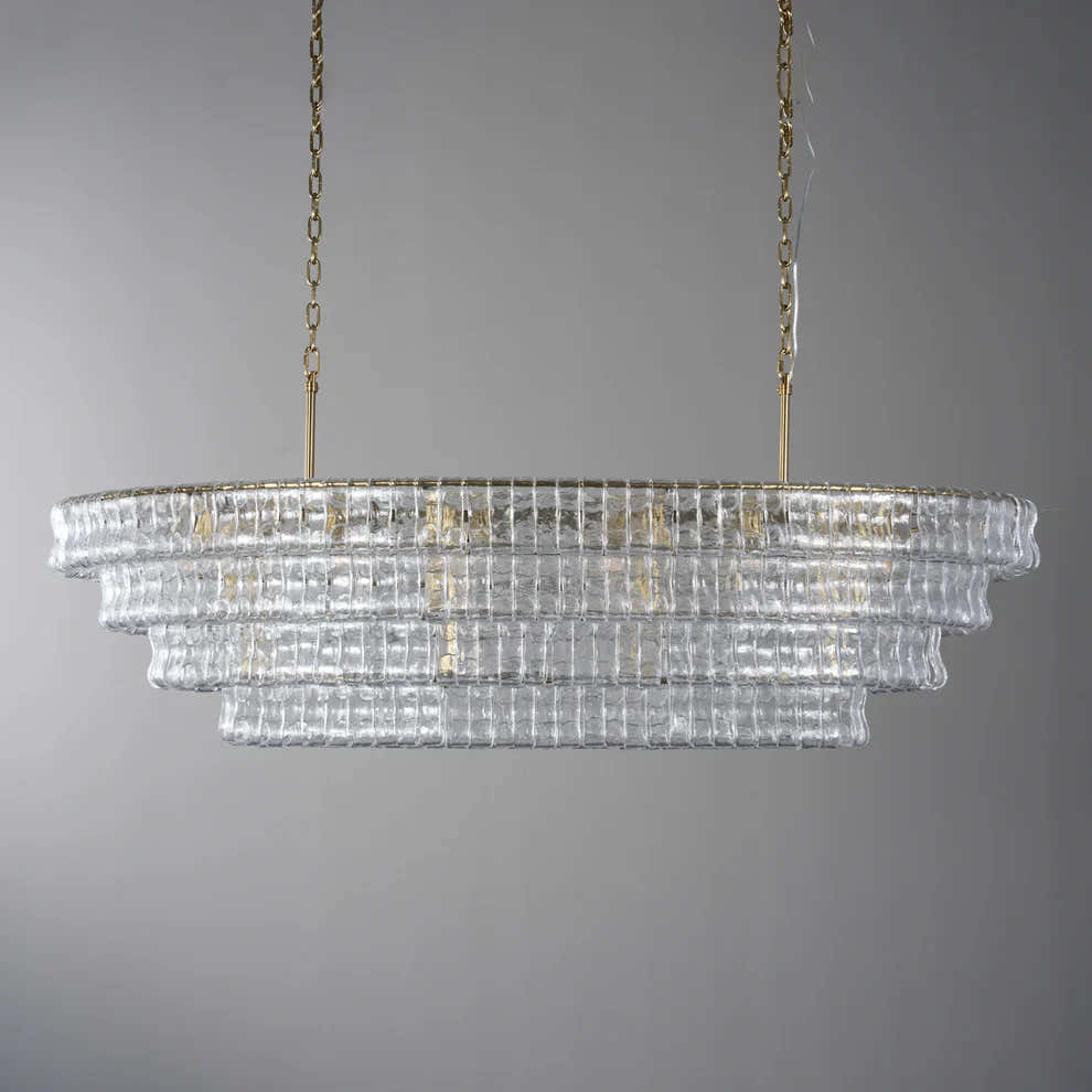 Amor Ghiaccio Glass Oval Chandelier 54"W/65"W