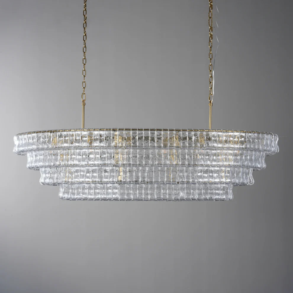 Amor Ghiaccio Glass Oval Chandelier 54"W/65"W