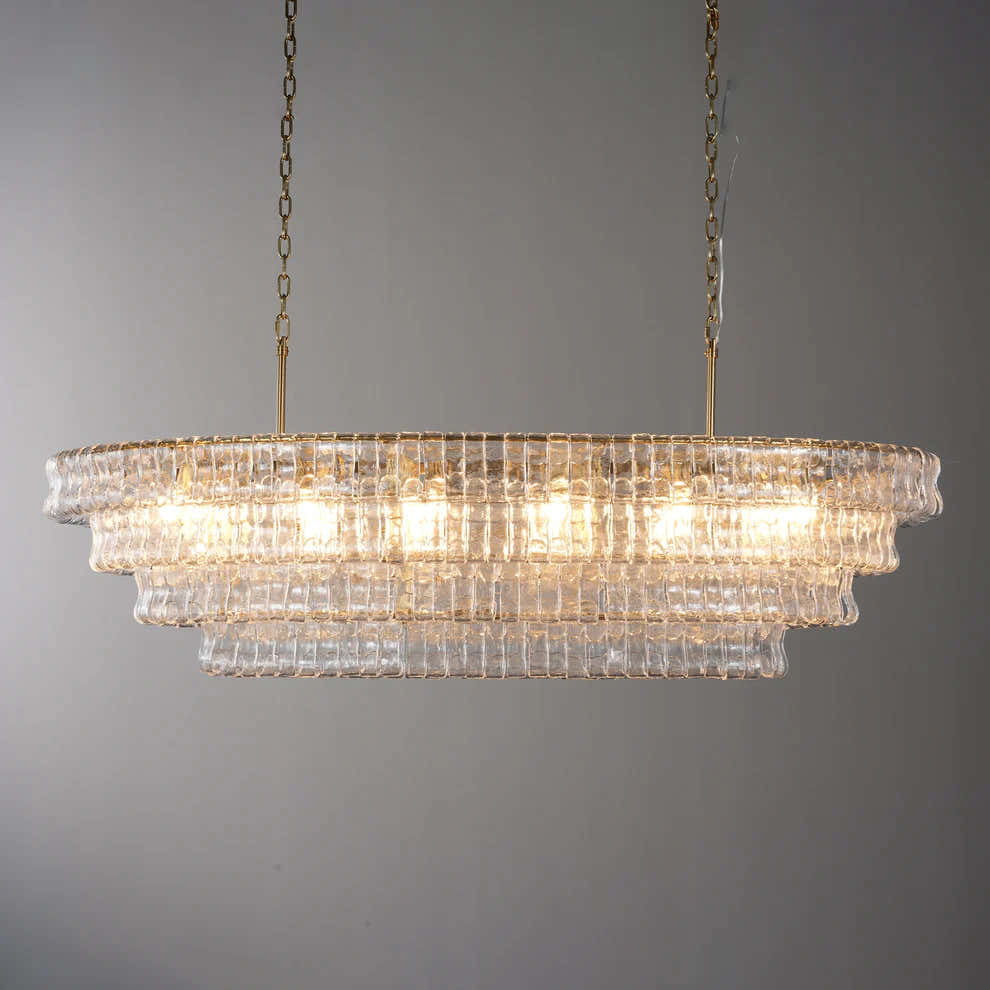 Amor Ghiaccio Glass Oval Chandelier 54"W/65"W