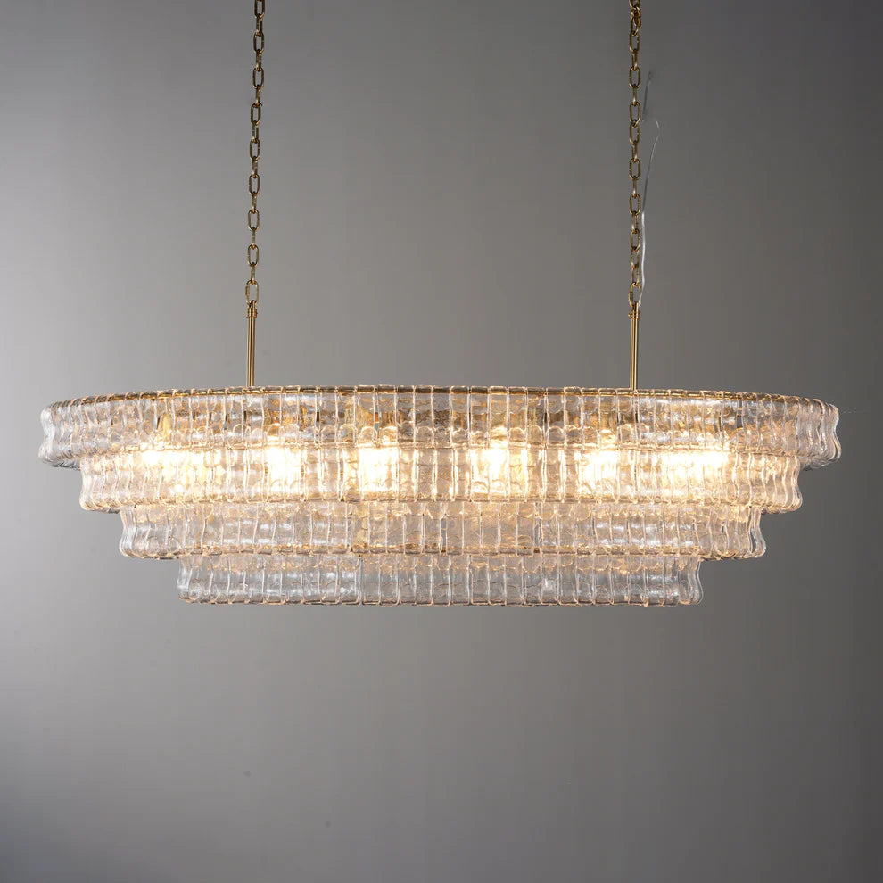 Amor Ghiaccio Glass Oval Chandelier 54"W/65"W