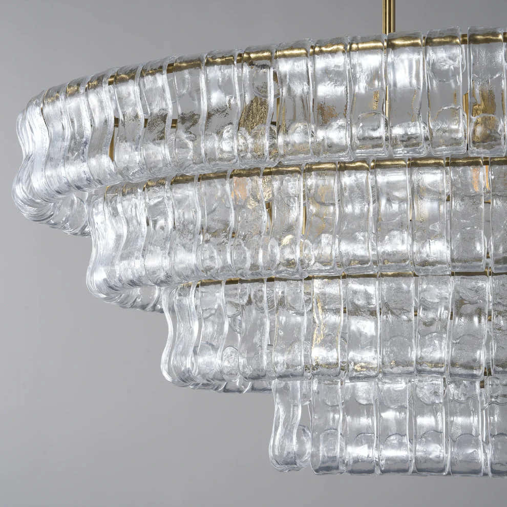 Amor Ghiaccio Glass Oval Chandelier 54"W/65"W