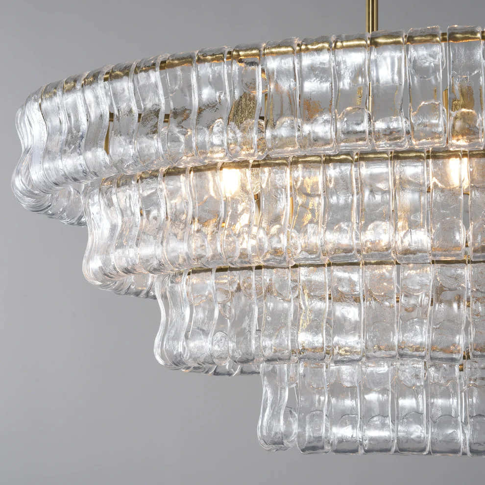 Amor Ghiaccio Glass Oval Chandelier 54"W/65"W