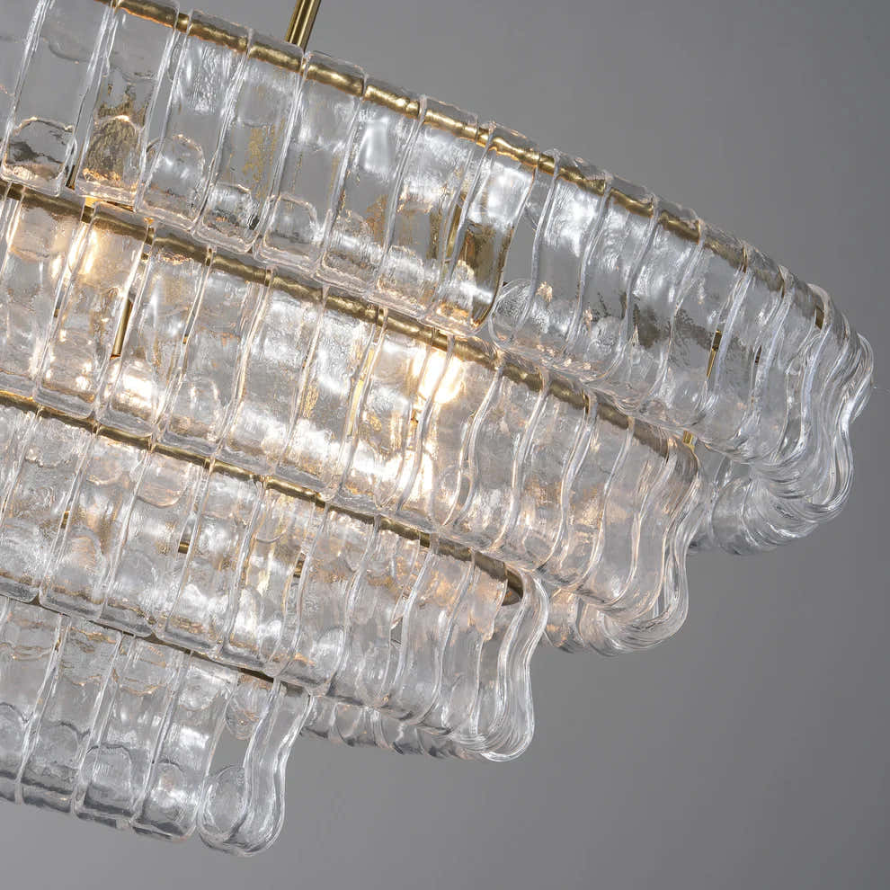 Amor 5-Tier Ghiaccio Glass Pendant Round Chandelier 48"
