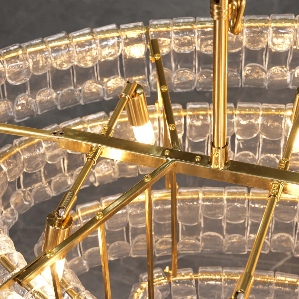 Amor 5-Tier Ghiaccio Glass Pendant Round Chandelier 48"