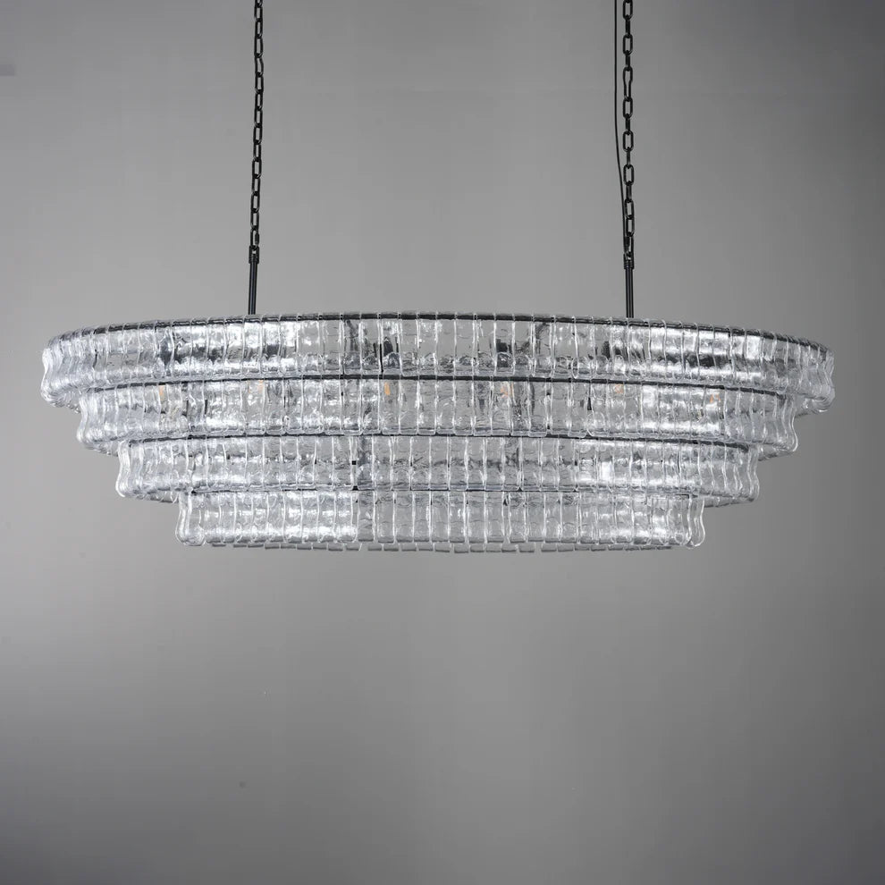 Amor Ghiaccio Glass Oval Chandelier 54"W/65"W