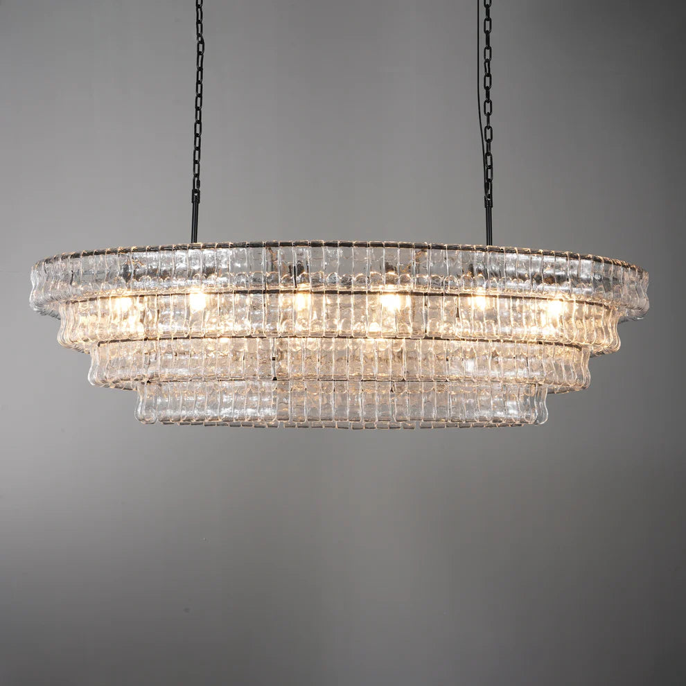Amor Ghiaccio Glass Oval Chandelier 54"W/65"W