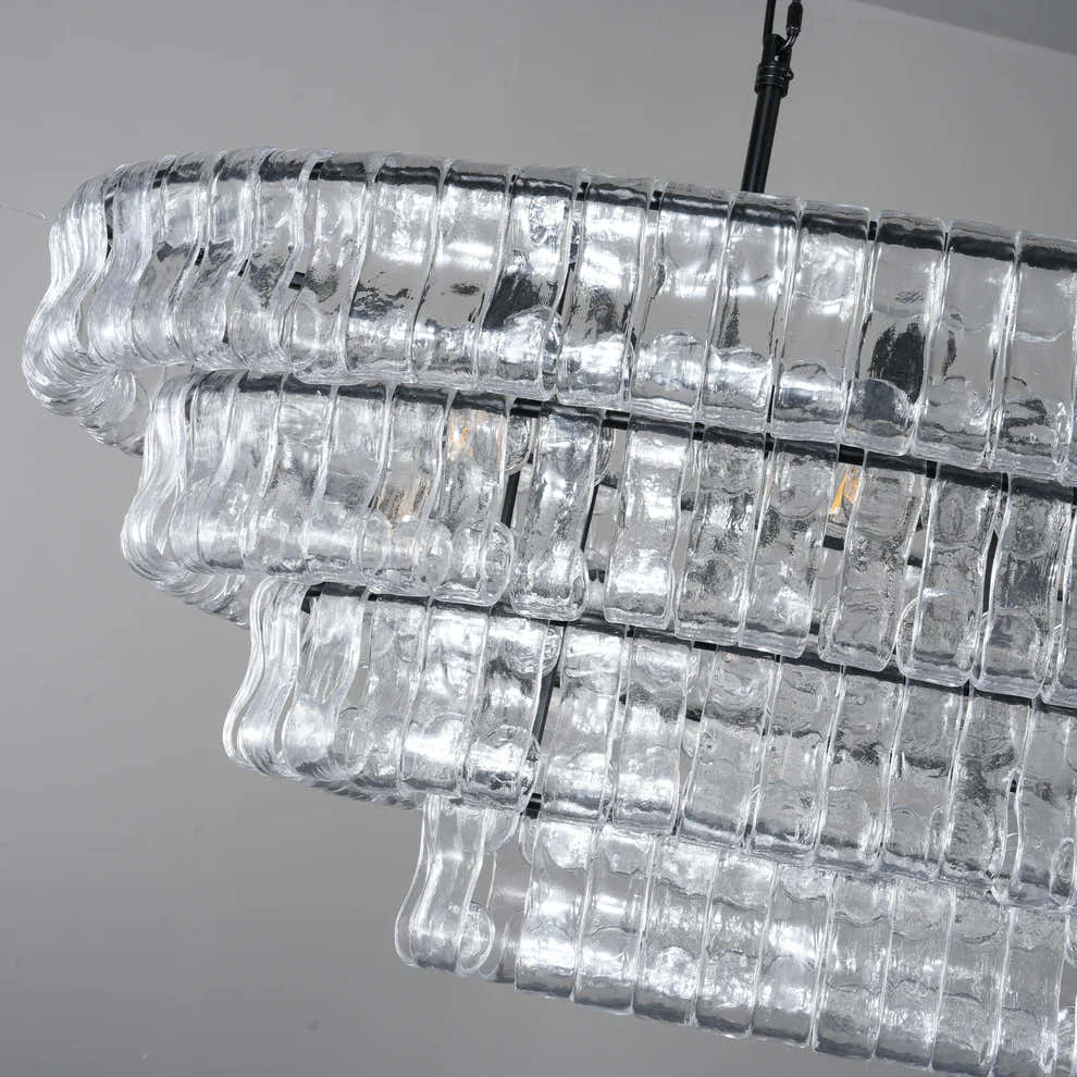 Amor Ghiaccio Glass Oval Chandelier 54"W/65"W