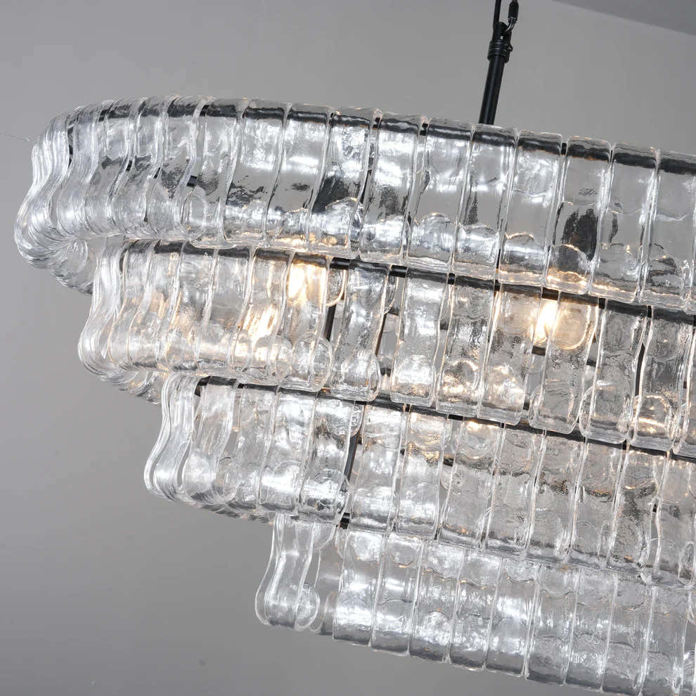 Amor 5-Tier Ghiaccio Glass Pendant Round Chandelier 48"