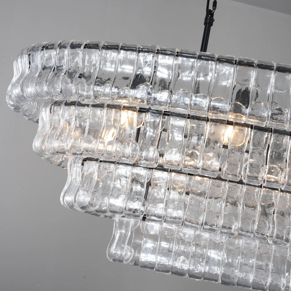 Amor Ghiaccio Glass Oval Chandelier 54"W/65"W