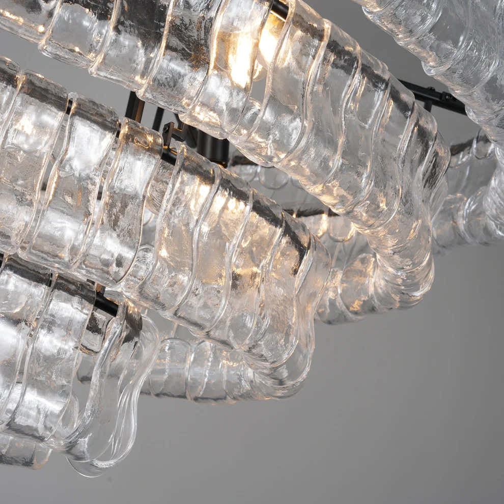 Amor 5-Tier Ghiaccio Glass Pendant Round Chandelier 48"