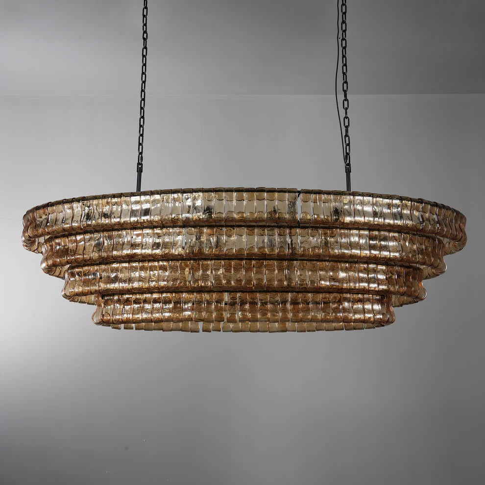 Amor Ghiaccio Glass Oval Chandelier 54"W/65"W