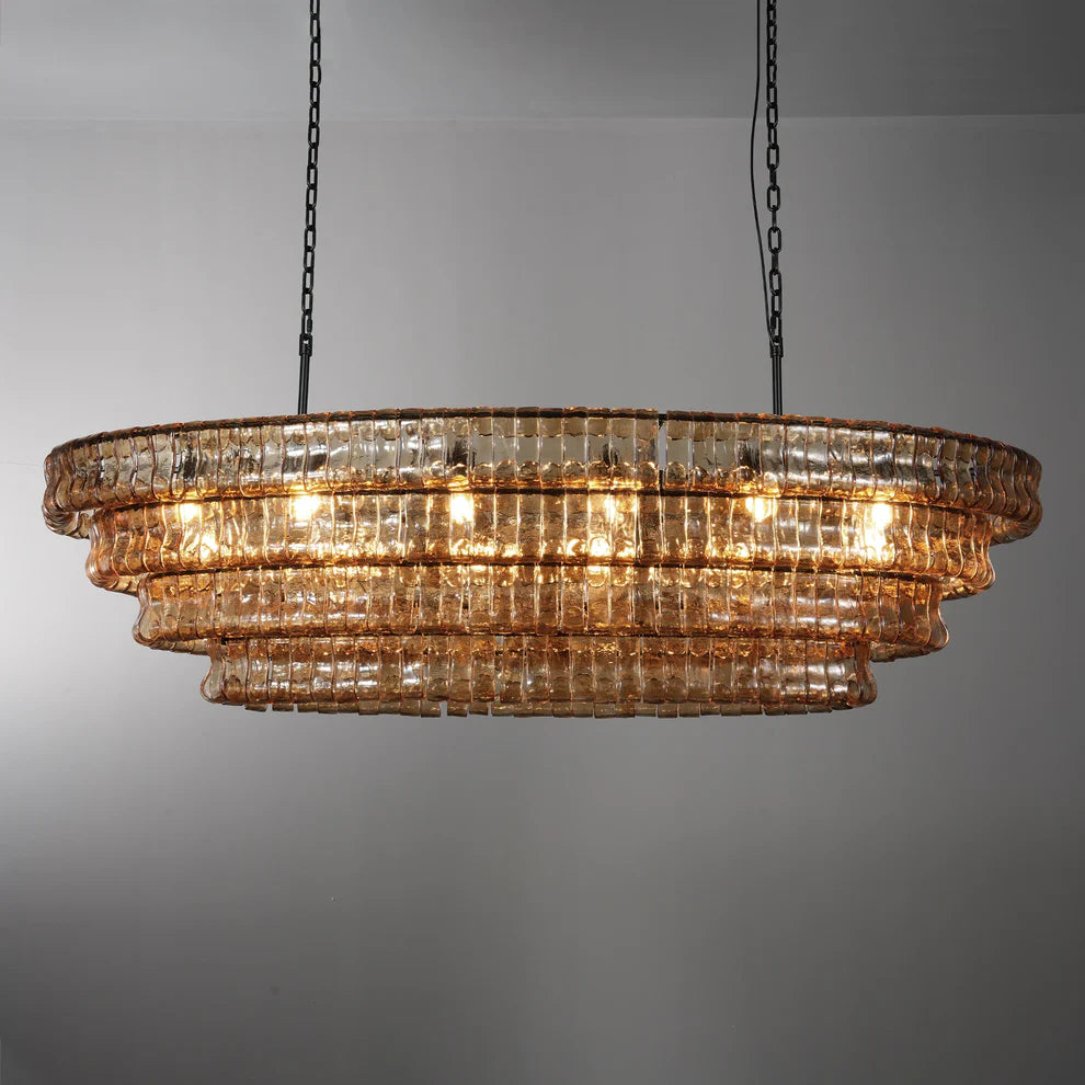 Amor Ghiaccio Glass Oval Chandelier 54"W/65"W