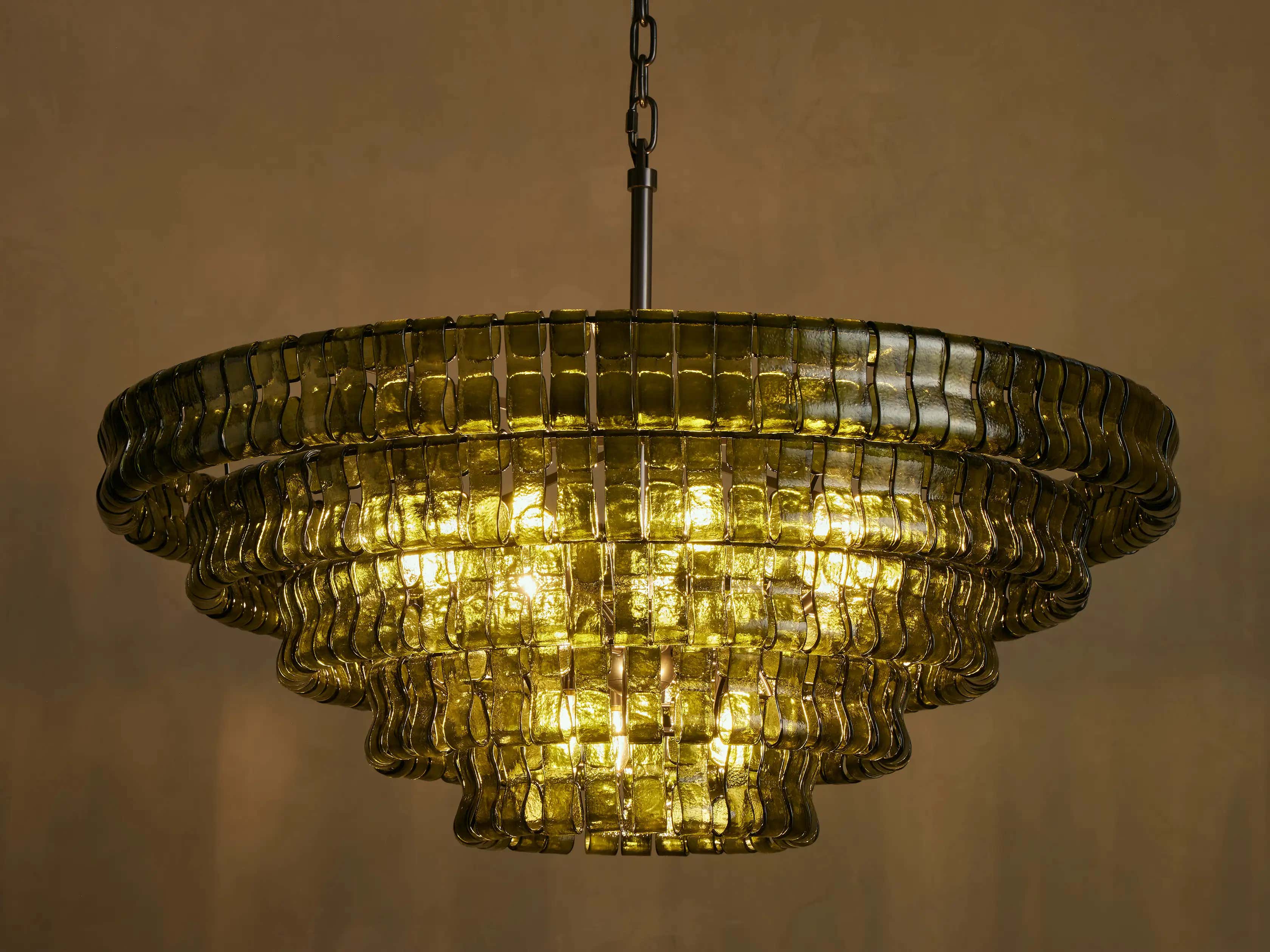 Amor 5-Tier Ghiaccio Glass Pendant Round Chandelier 48"
