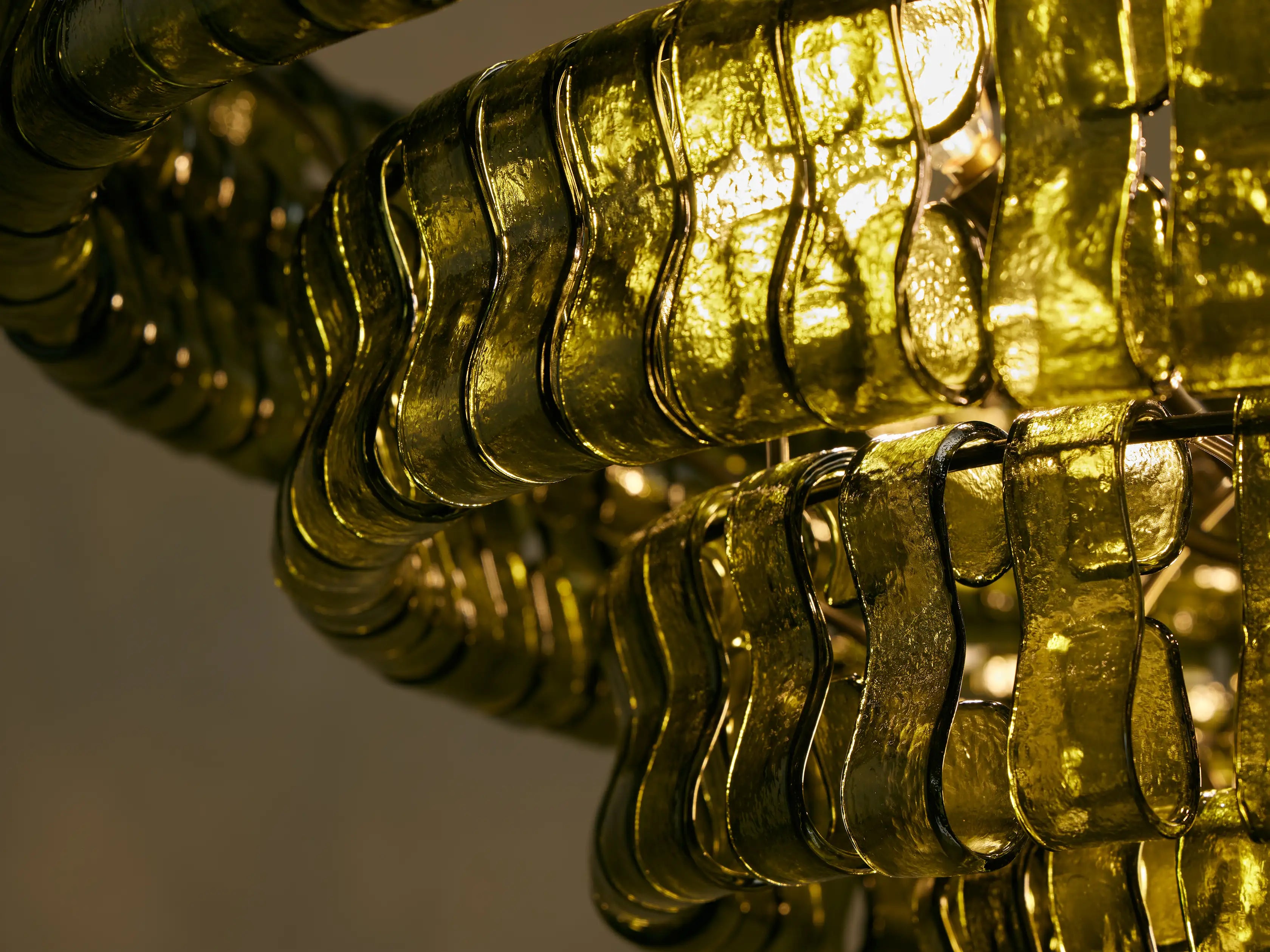 Amor 5-Tier Ghiaccio Glass Pendant Round Chandelier 48"