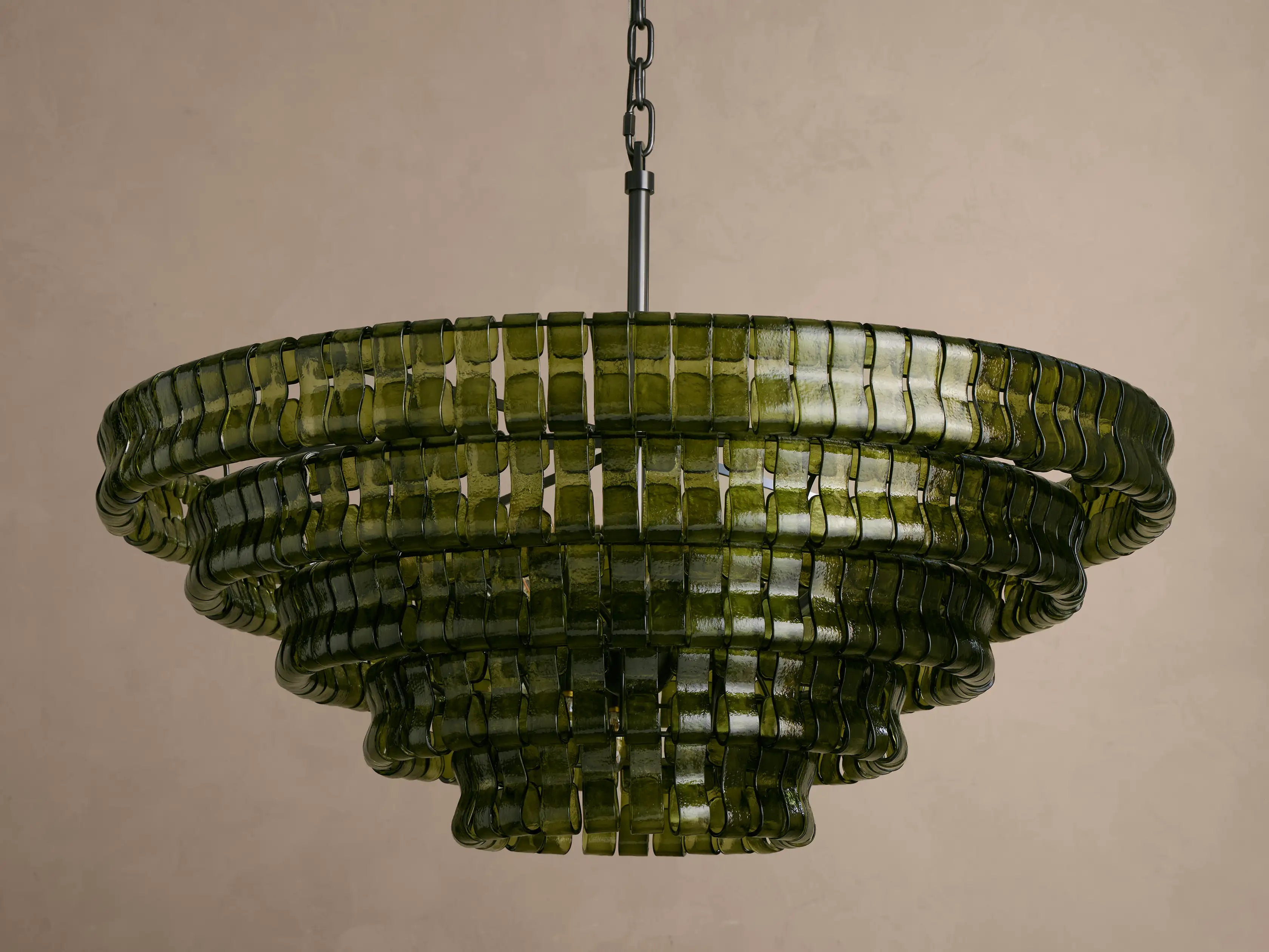 Amor 5-Tier Ghiaccio Glass Pendant Round Chandelier 48"