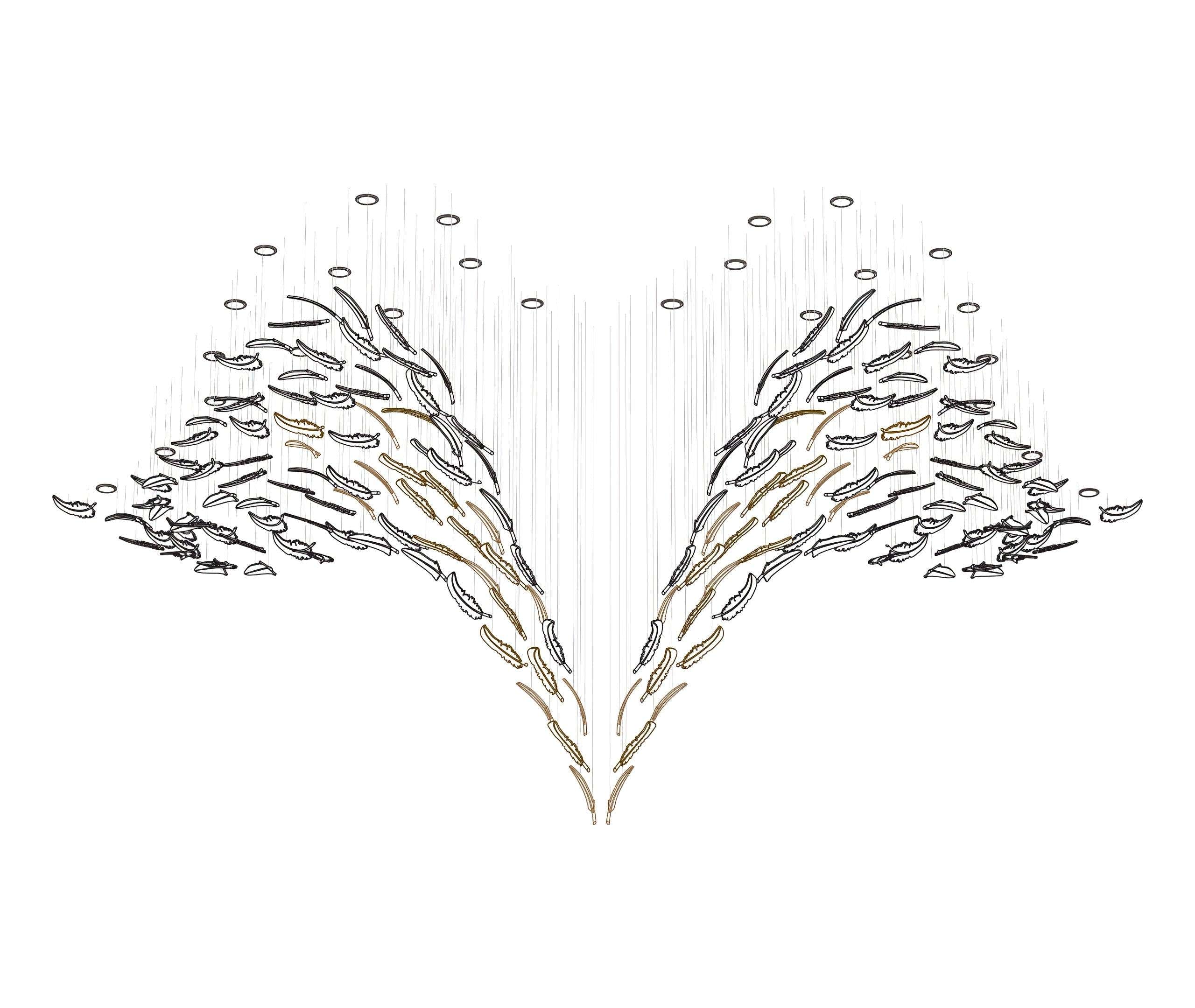 Glass Feathers Flying Chandelier