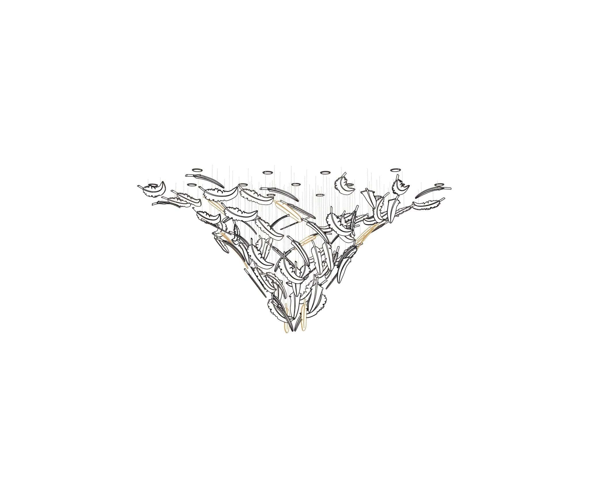 Glass Feathers Flying Chandelier