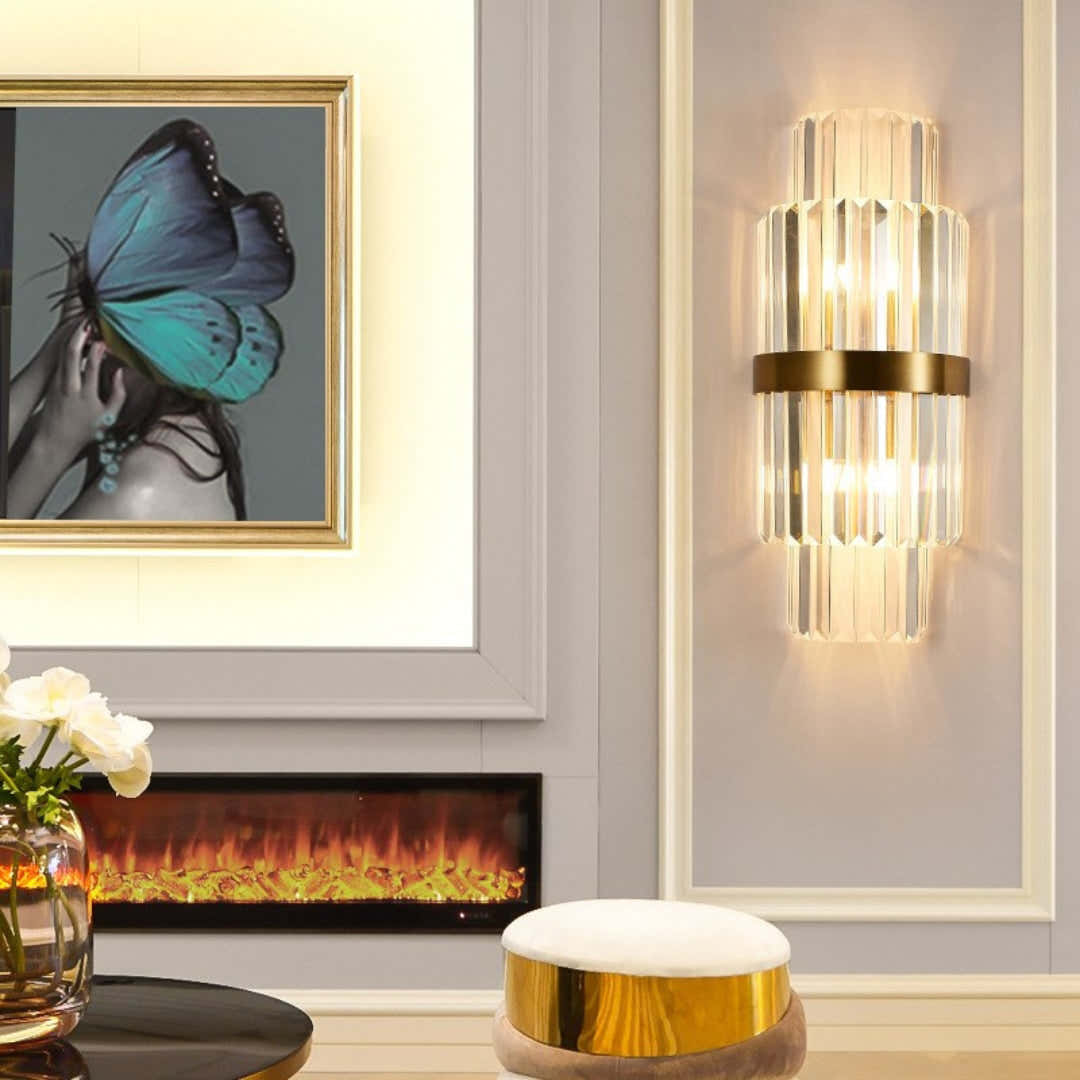 Gold Layered Crystal Wall Lamp