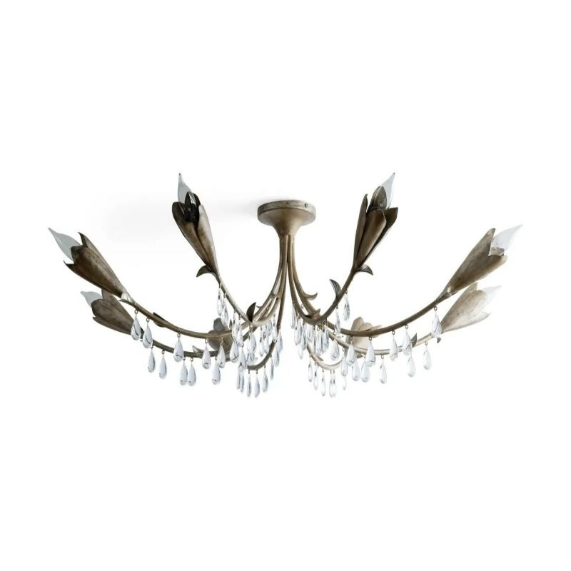 Gothic Viticci Leaf Flushmount 8-Light - Silver