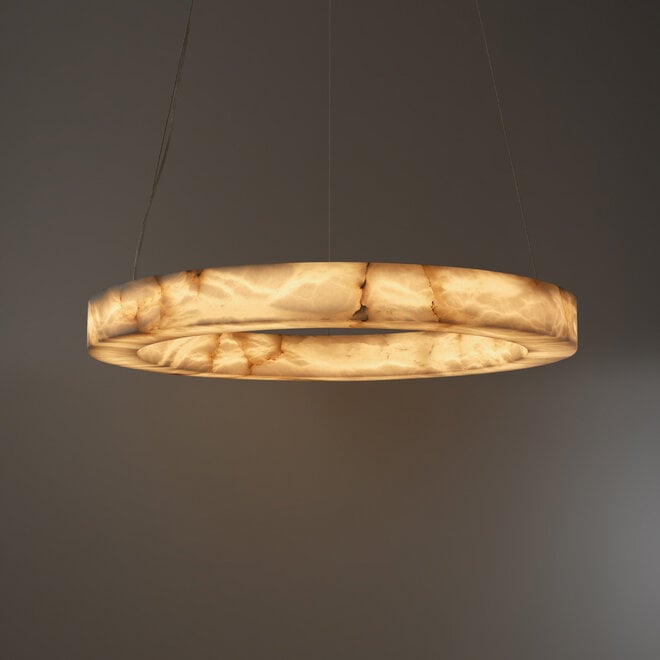 HALO 600 LED ring suspended lamp – Alabaster natural stone