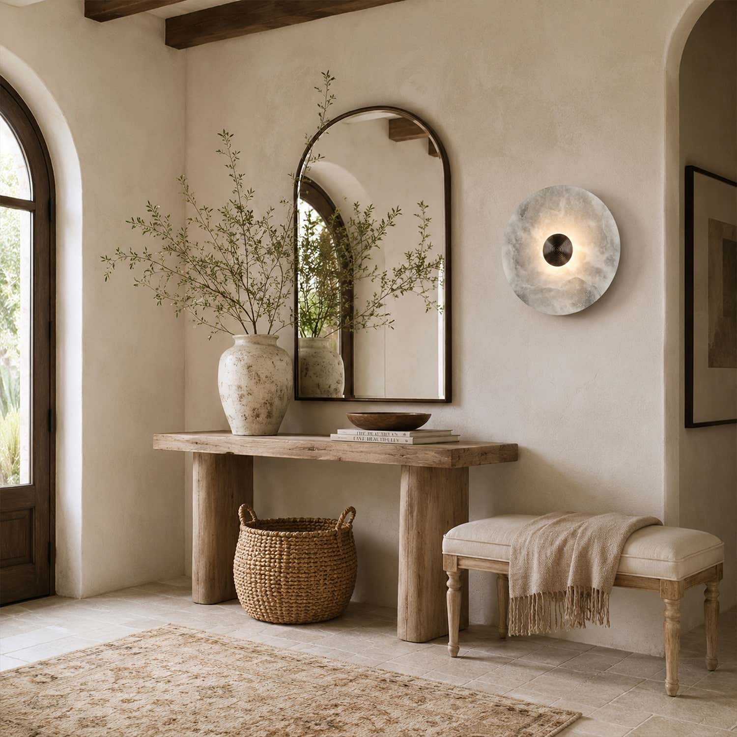 Median Alabaster Flush mount Wall Sconce