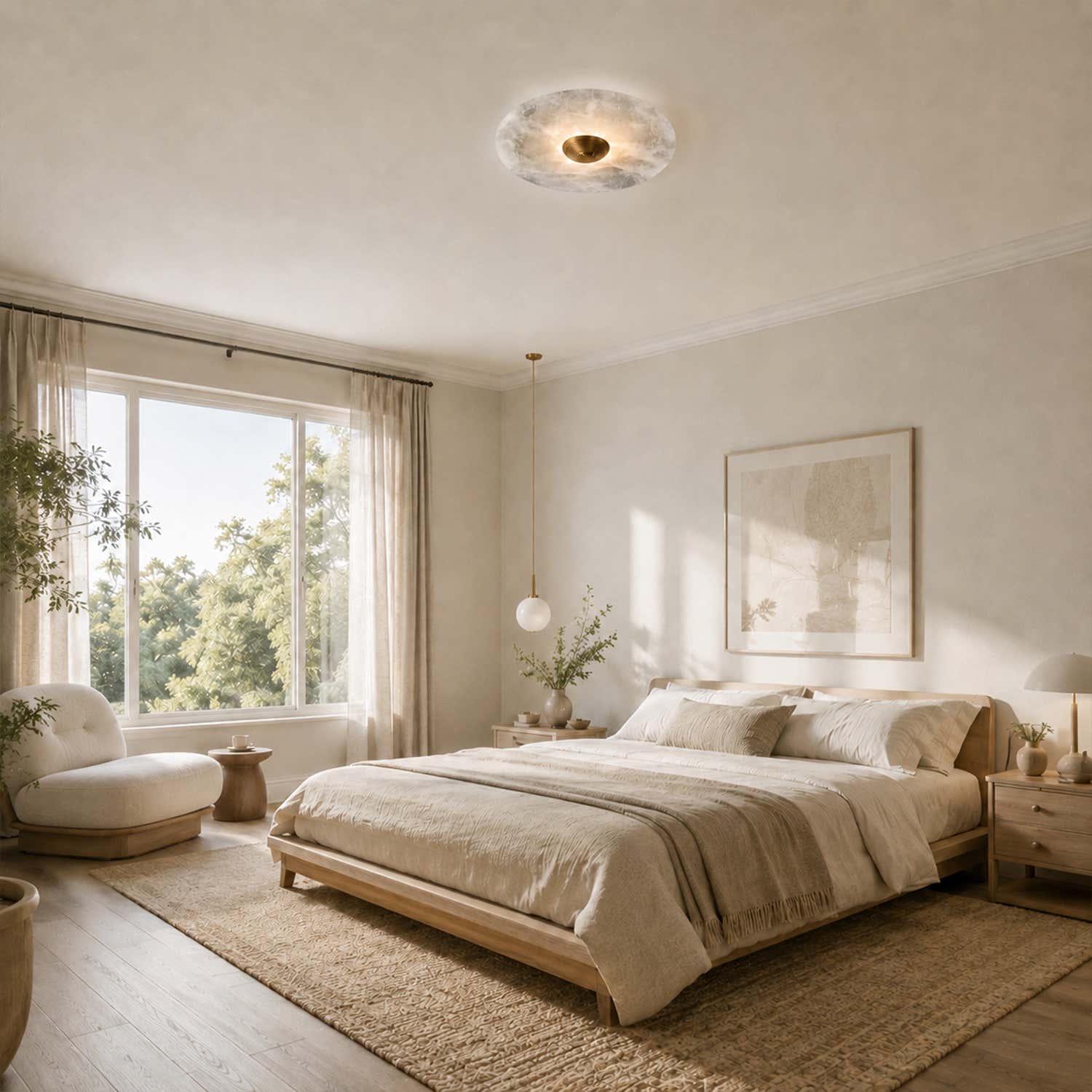 Median Alabaster Flush mount Wall Sconce