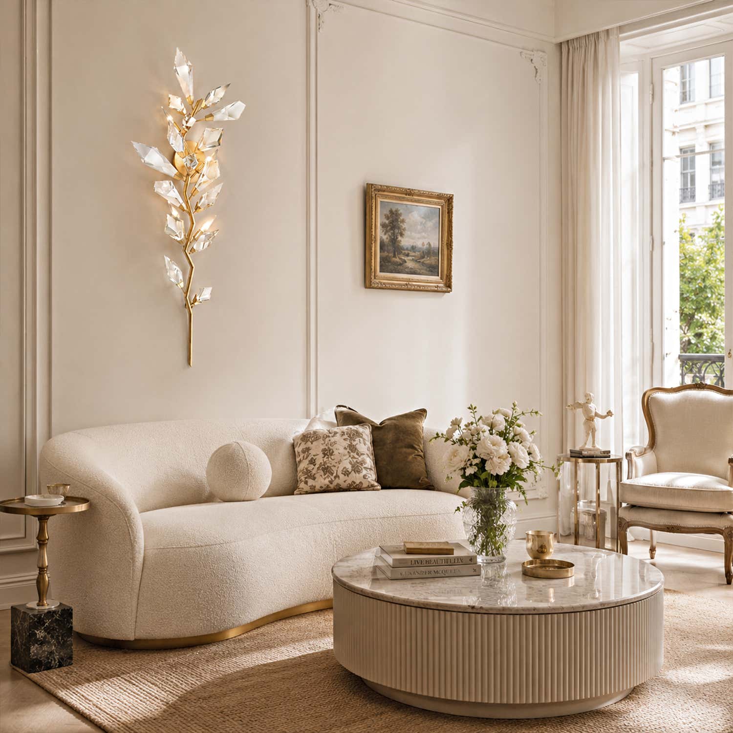 Addison 58" Gold&Silver Crystal Sconce