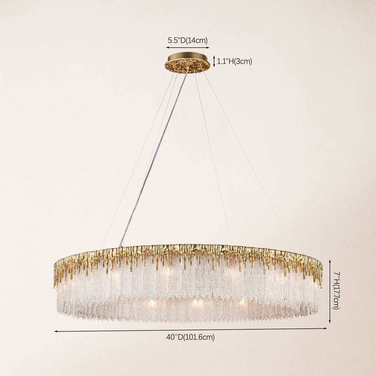 Rieo Crystal Glass Round Chandelier 40"D
