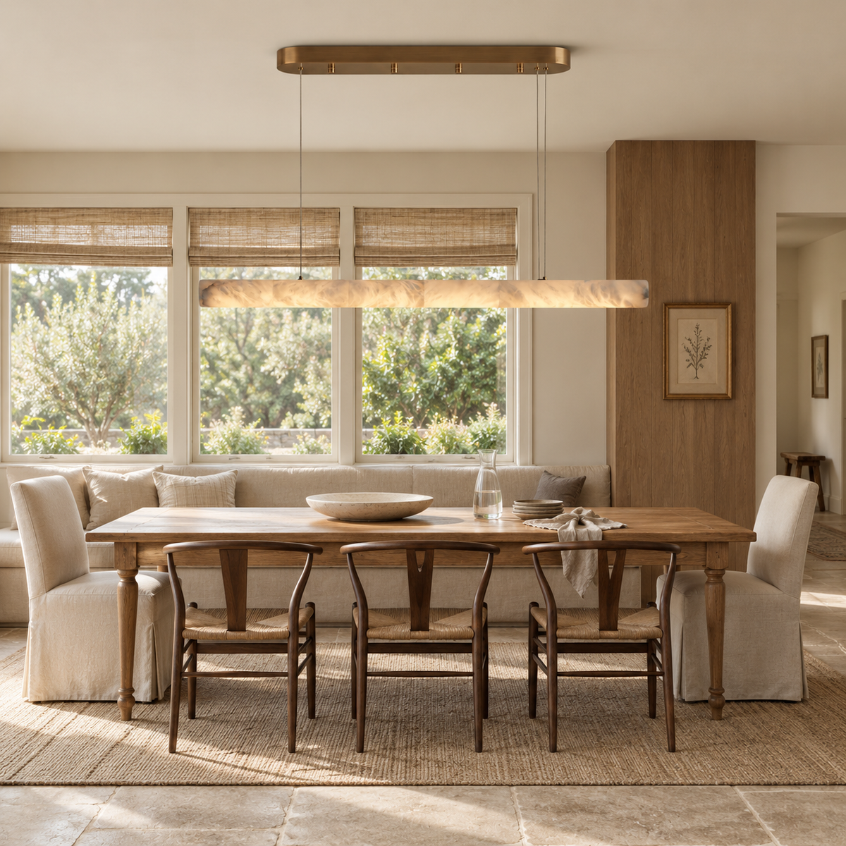 Halima Linear Alabaster LED Chandelier – 54" 64" & 74" Options