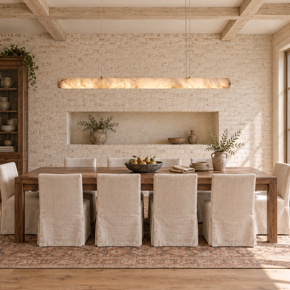 Halima Linear Alabaster LED Chandelier – 54" 64" & 74" Options