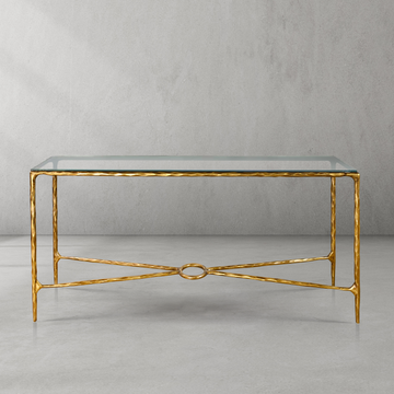 Hand-Forged Metal Rectangle Glass Console Table 60" 72"