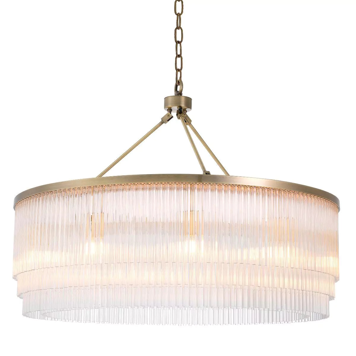 Hector L Modern Brass Glass Chandelier - (Light Brushed Brass Finish/Clear Glass) 