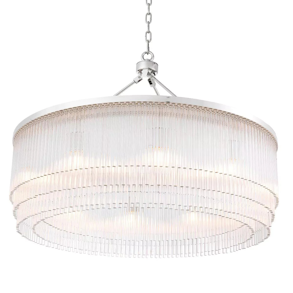 Hector L Modern Brass Glass Chandelier - (Light Brushed Brass Finish/Clear Glass) 