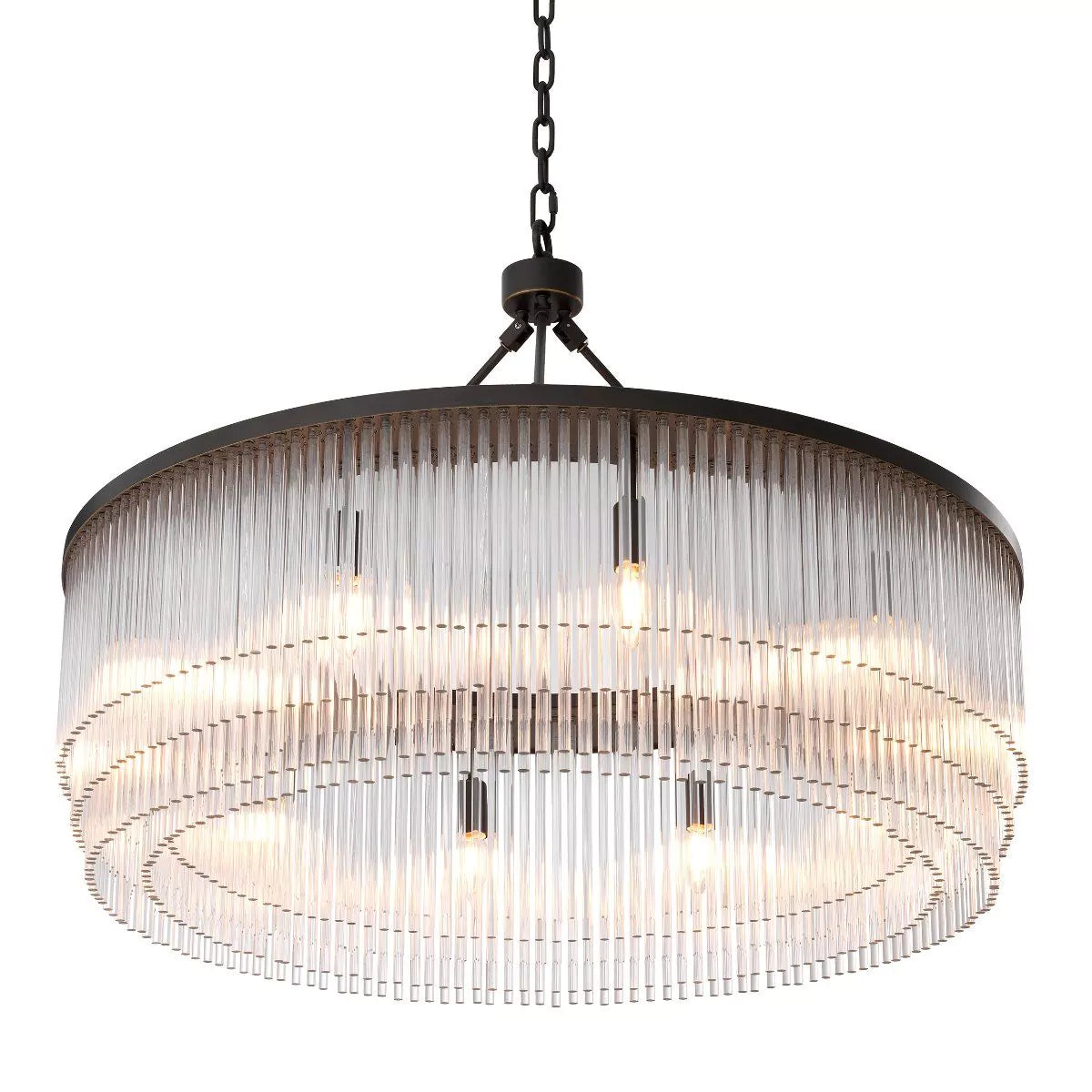 Hector L Modern Brass Glass Chandelier - (Light Brushed Brass Finish/Clear Glass) 