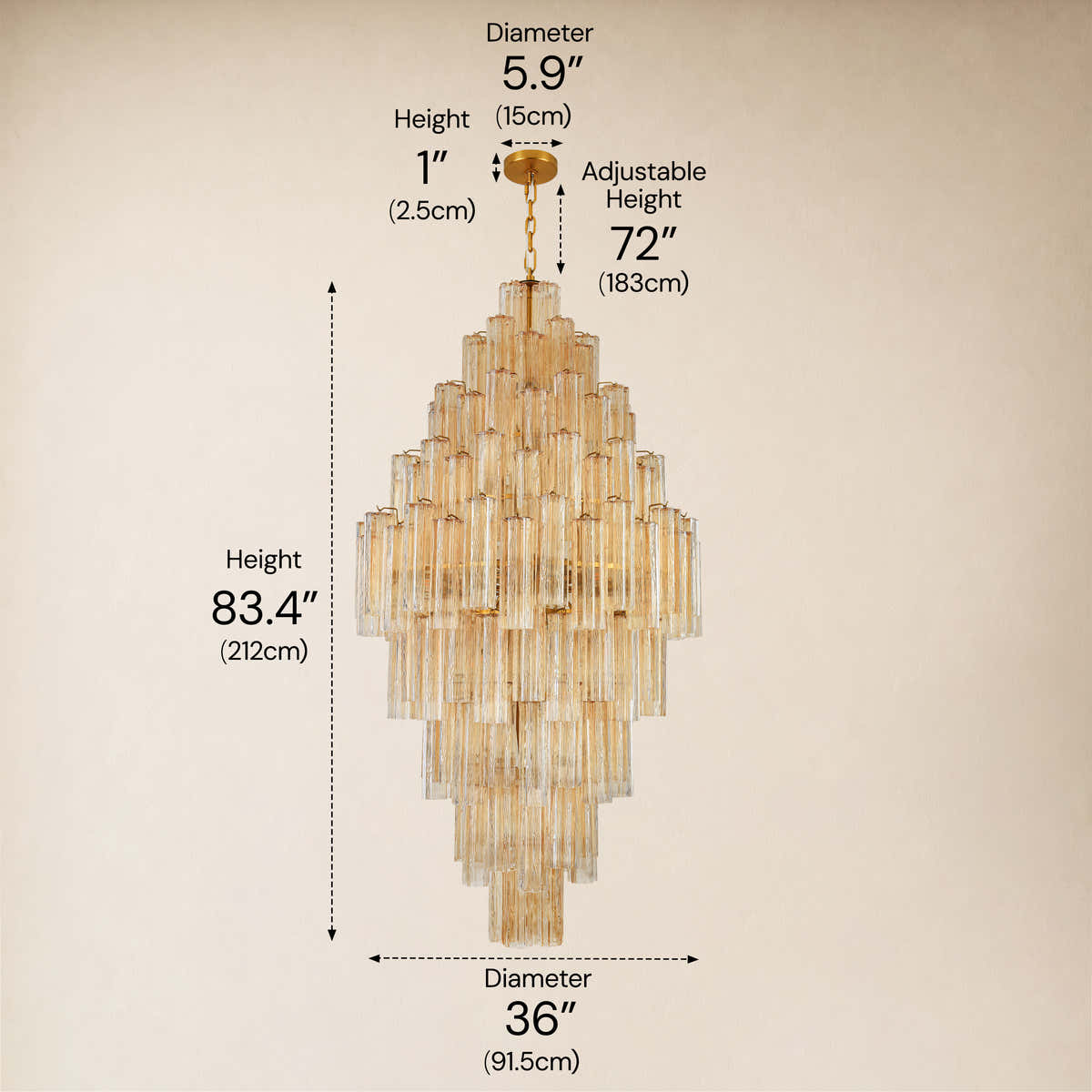 Hexalia Murano Glass Diamond Chandelier  83.4" H