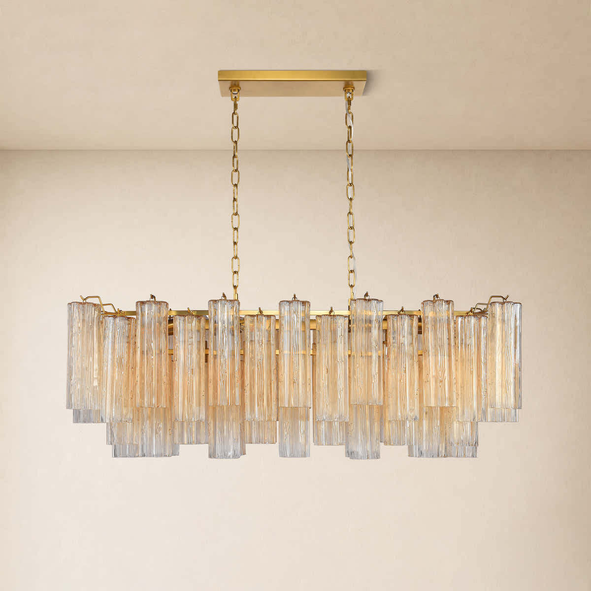 Hexalia Murano Glass Linear Chandelier 43"W