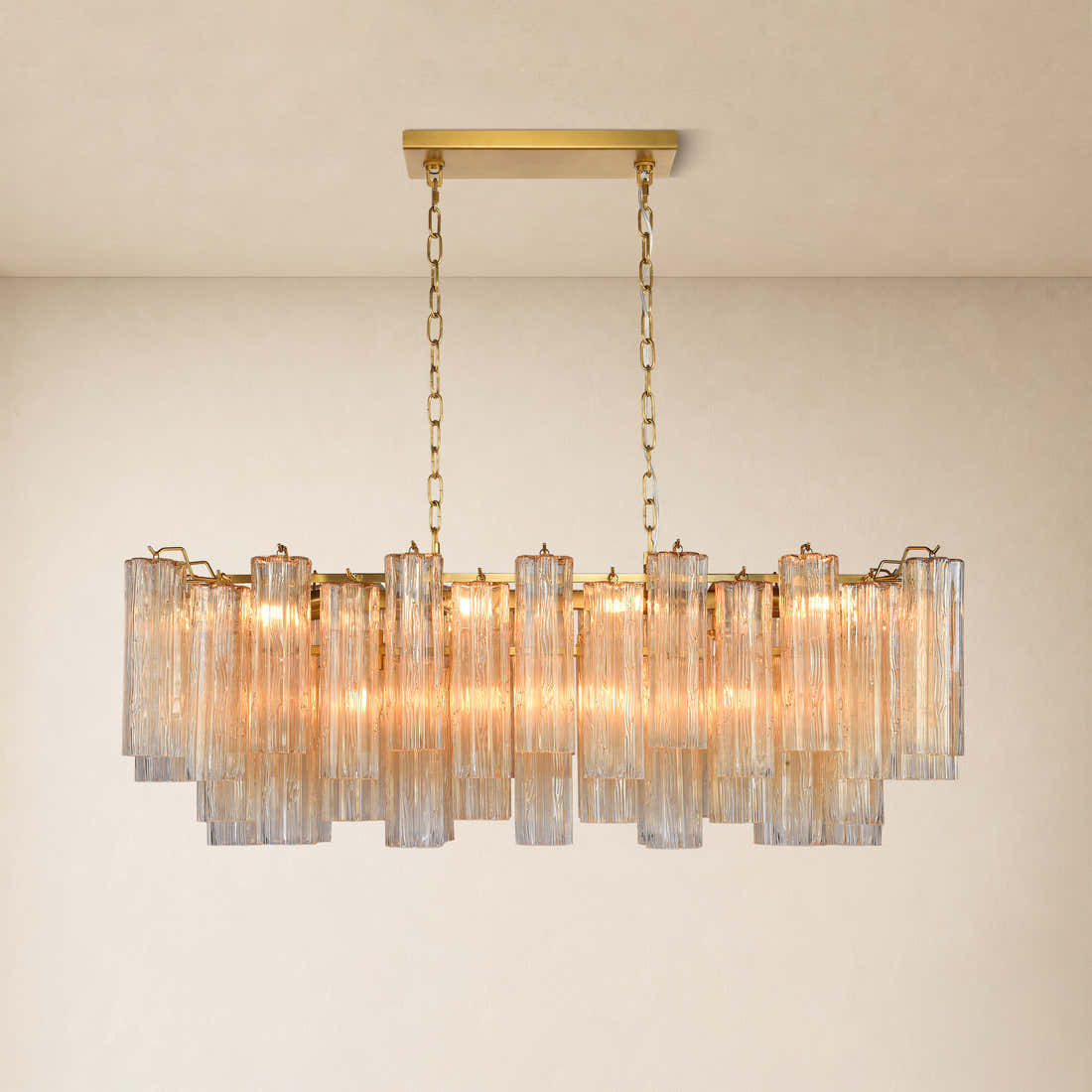 Hexalia Murano Glass Linear Chandelier 43"W