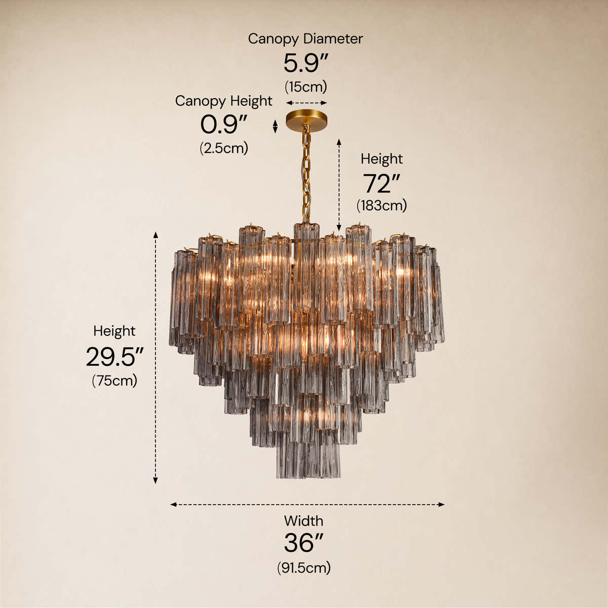 Hexalia Murano Glass Chandelier 36"