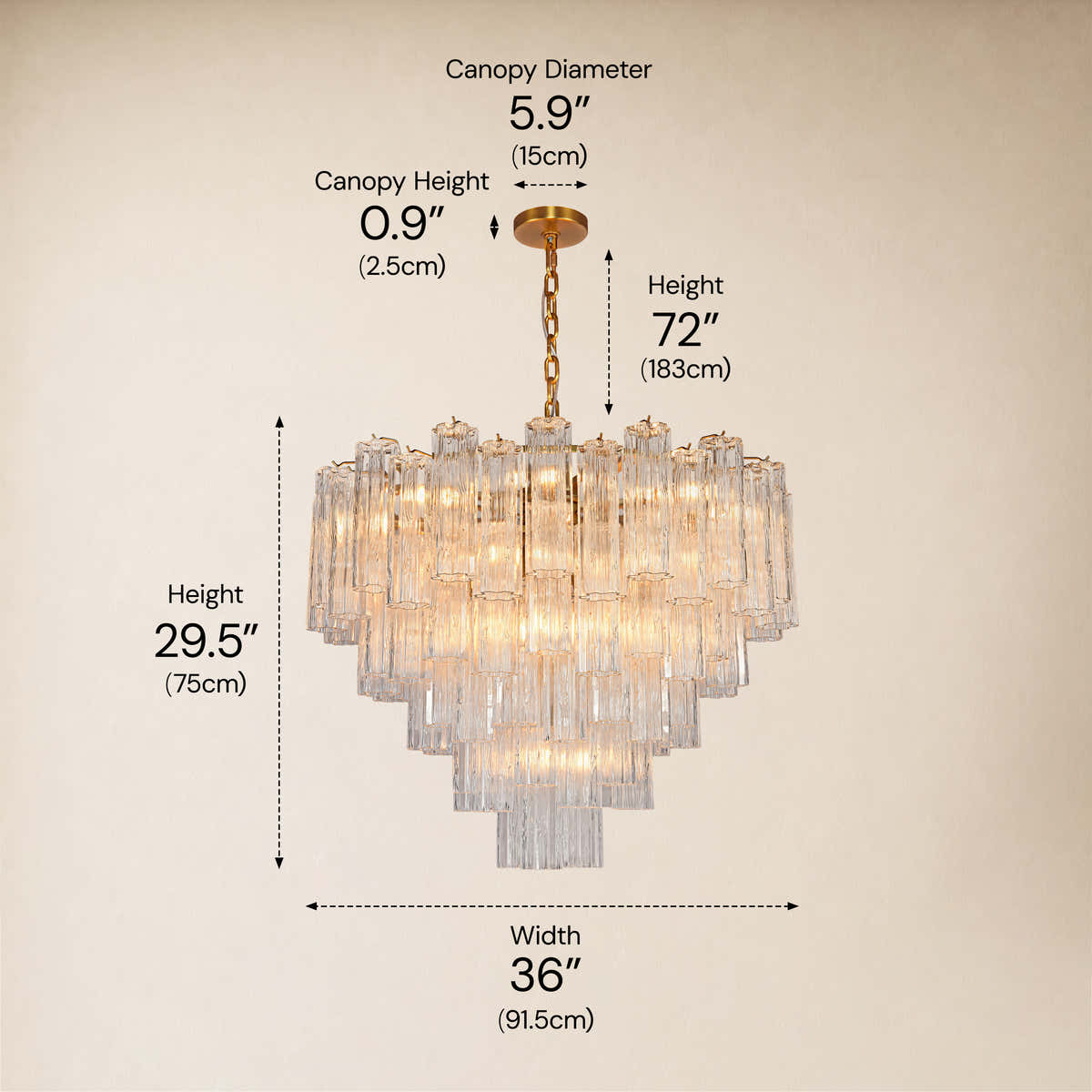 Hexalia Murano Glass Chandelier 36"