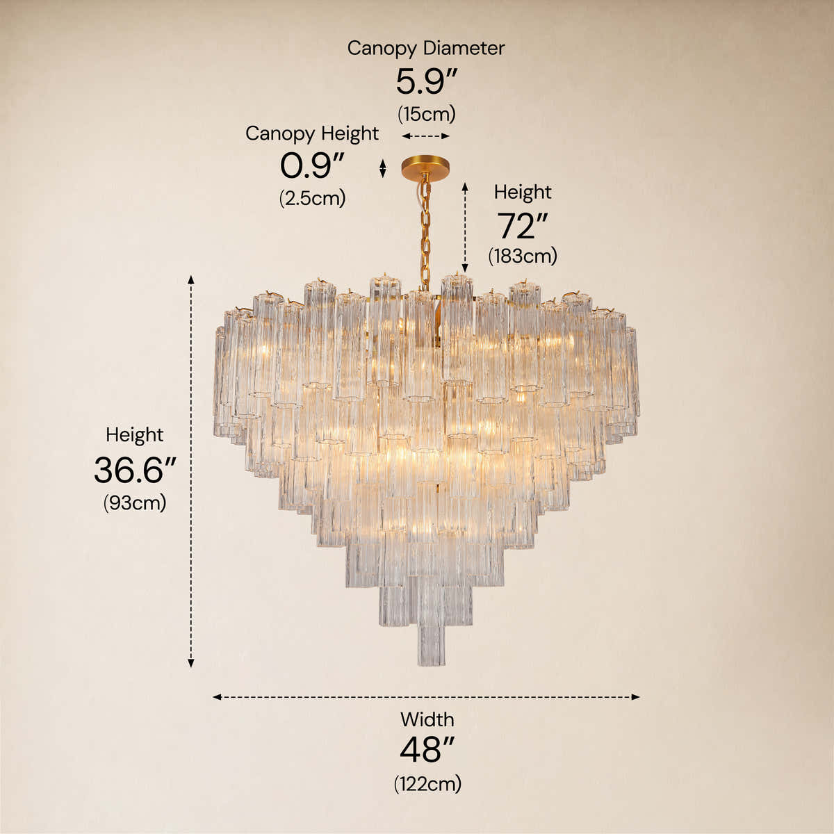 Hexalia Murano Glass Chandelier 48" D