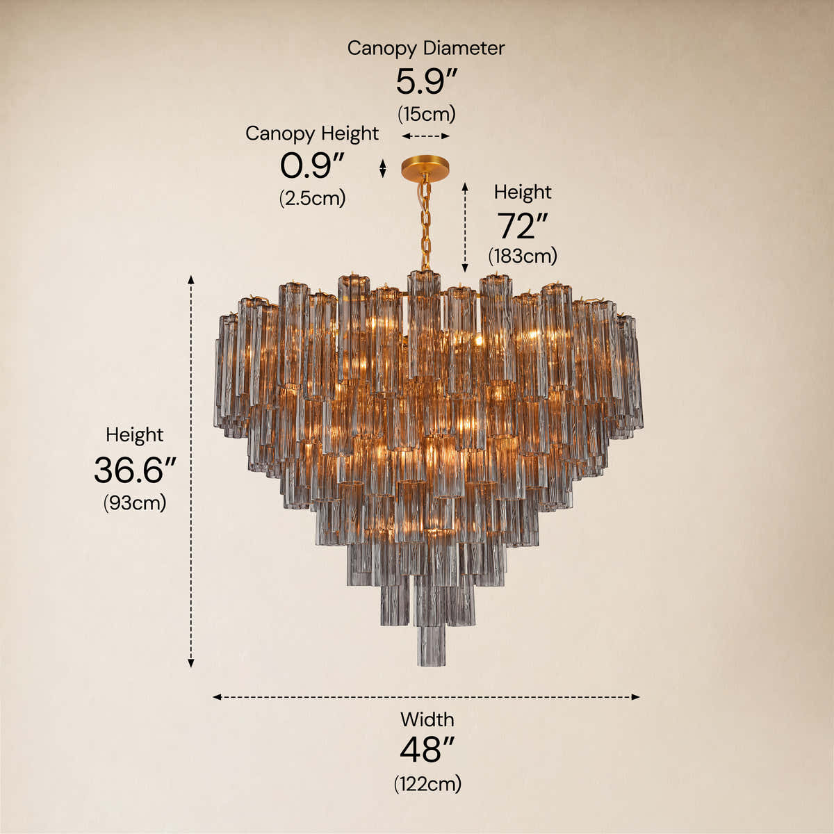 Hexalia Murano Glass Chandelier 48" D