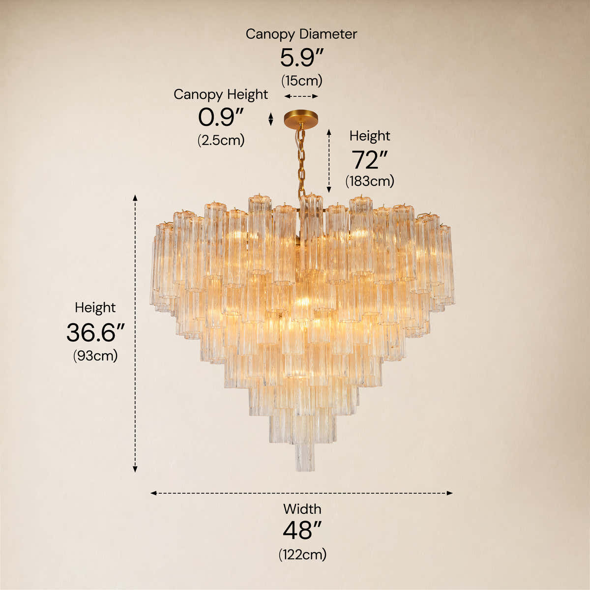 Hexalia Murano Glass Chandelier 48" D